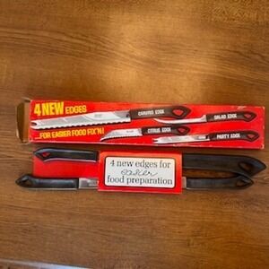 Vintage Quikut 4 New Edges Stainless Steel Knife Set with Box USA‎ Made